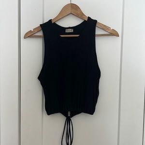 Free People Black M tank top - open back w draw string